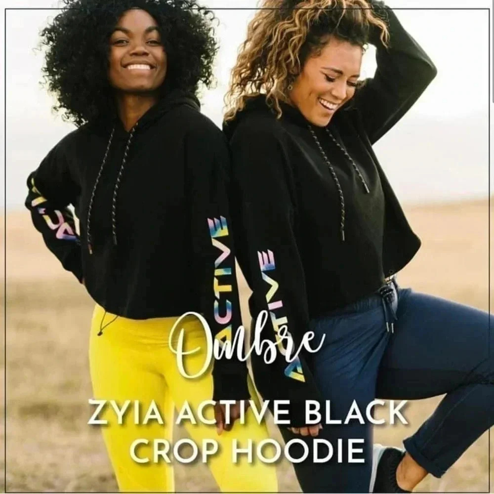 Zyia Ombrè Black Crop Hoodie-Xl - Picture 1 of 4